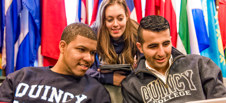 Three international students from different countries
