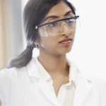Young Health Science college student wearing goggles