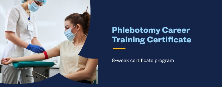 Information flyer about Phlebotomy Career Training Certificate at Quincy College